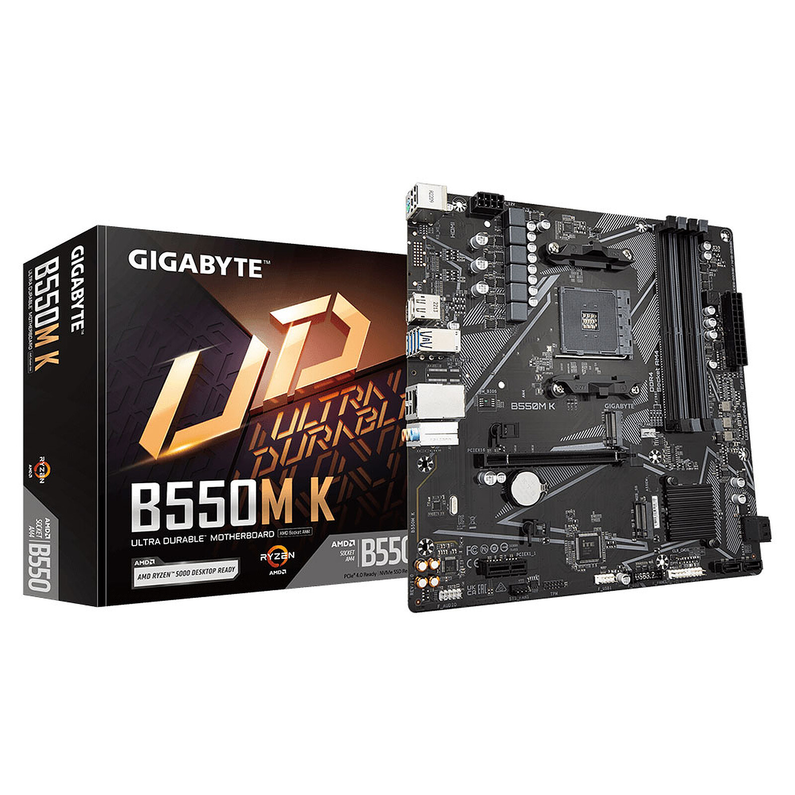 MAINBOARD AM4 GIGABYTE B550M-K, 2XDDR4 4733MHZ (OC), 6XSATA III E M.2 SLOT, 4XUSB 3.0 E 2XUSB 2.0, HDMI/DISPLAY PORT, MATX
